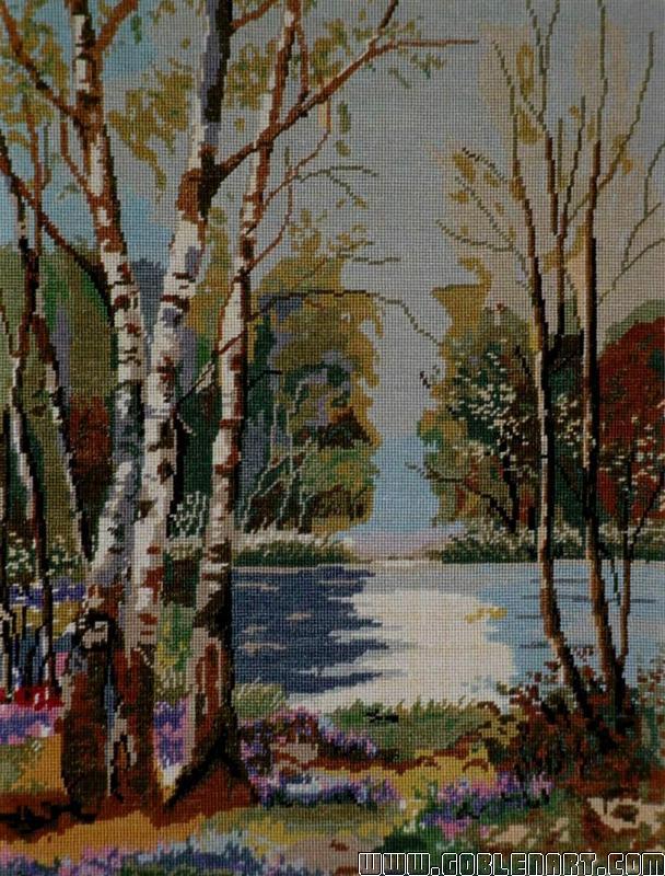 Lake with birch trees