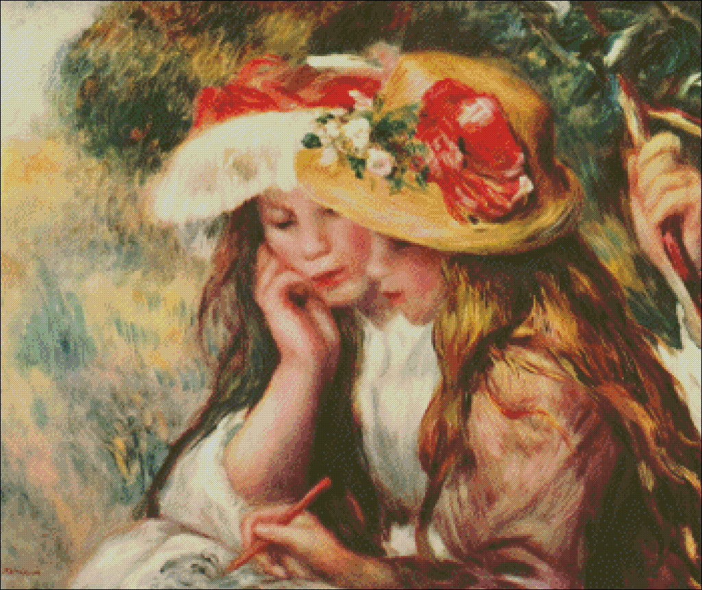 Two girls reading in a garden