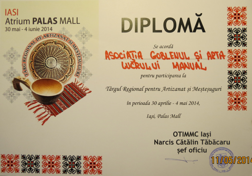 Diploma de participare Targul Regional De Artizanat si Mestesuguri, Iasi 