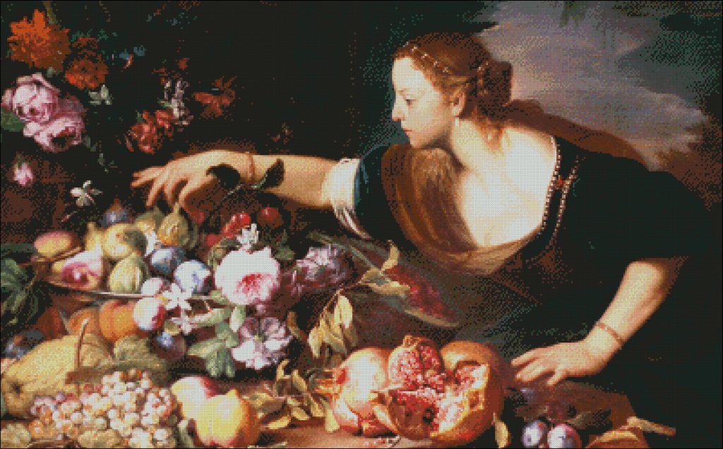 Woman with fruit - Abraham Brueghel