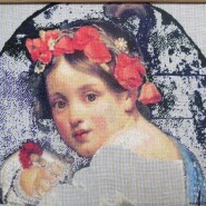 Girl wearing a poppy wreath – sewing period