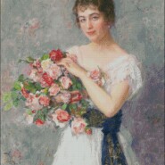 A lady with roses – intermediate – free patterns, free charts / diagrame gratuite, scheme goblen gratis, modele goblenuri gratis